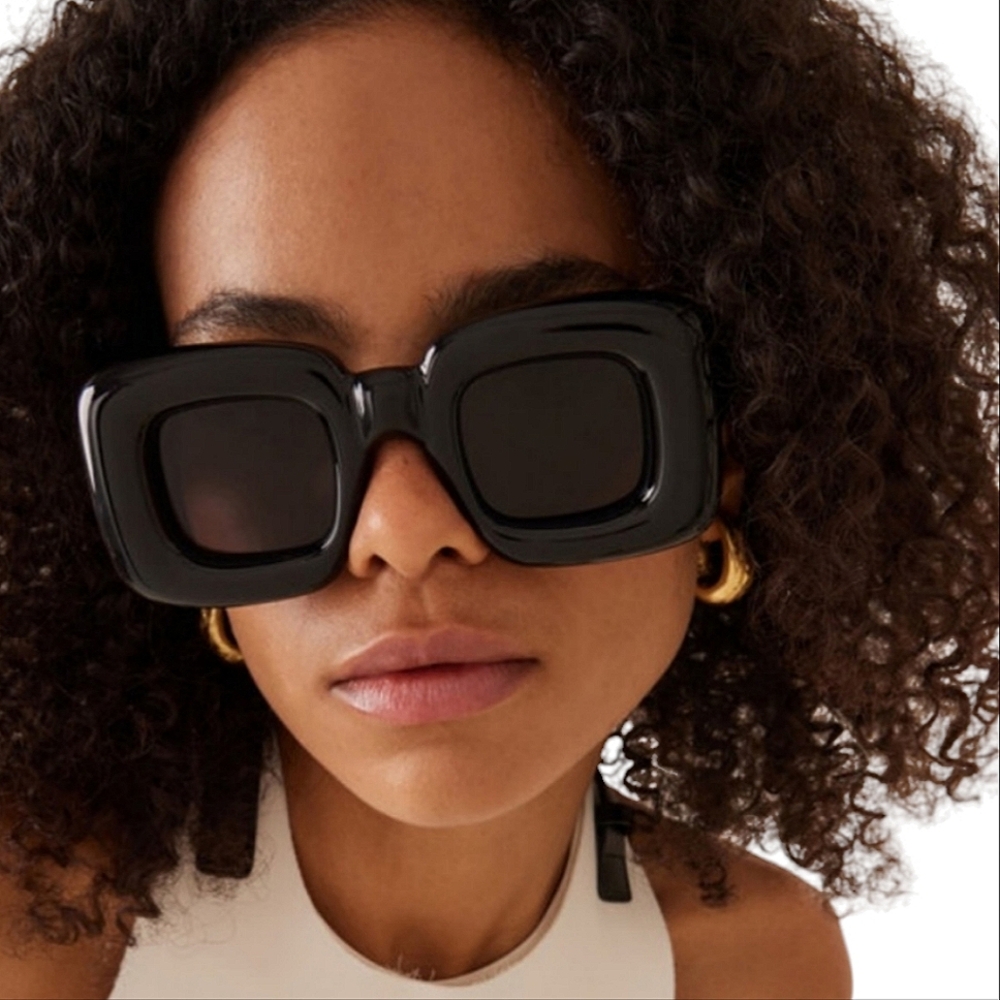 New! Deb & Dave Inflated Square Sunglasses in Black
